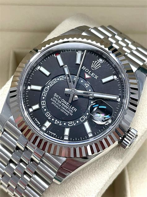 rolex sky dweller black face steel|Rolex Sky-Dweller in stock.